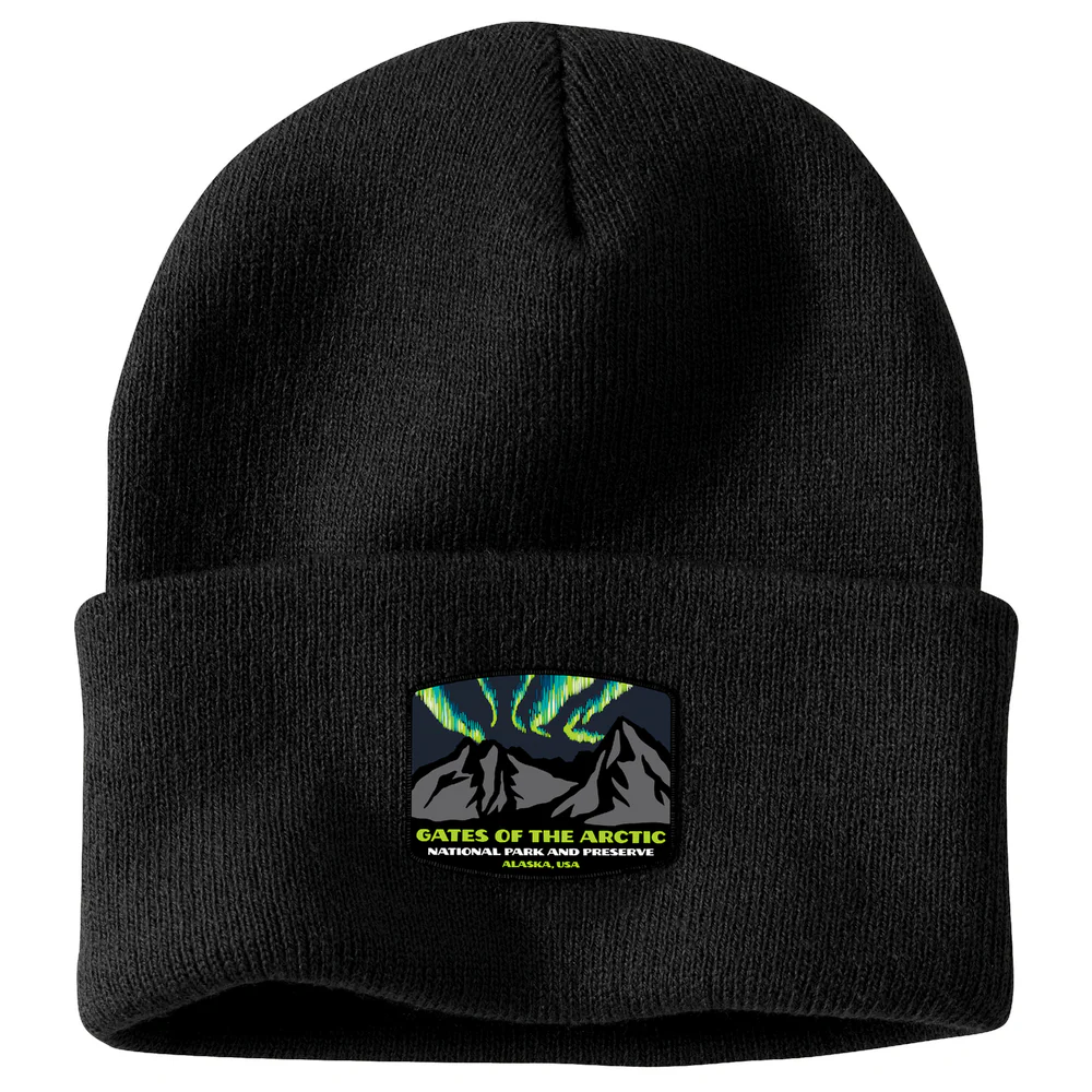 Knit Cuffed Gates of the Arctic National Park Patch Beanie - BLK-Black | Carhartt 106883