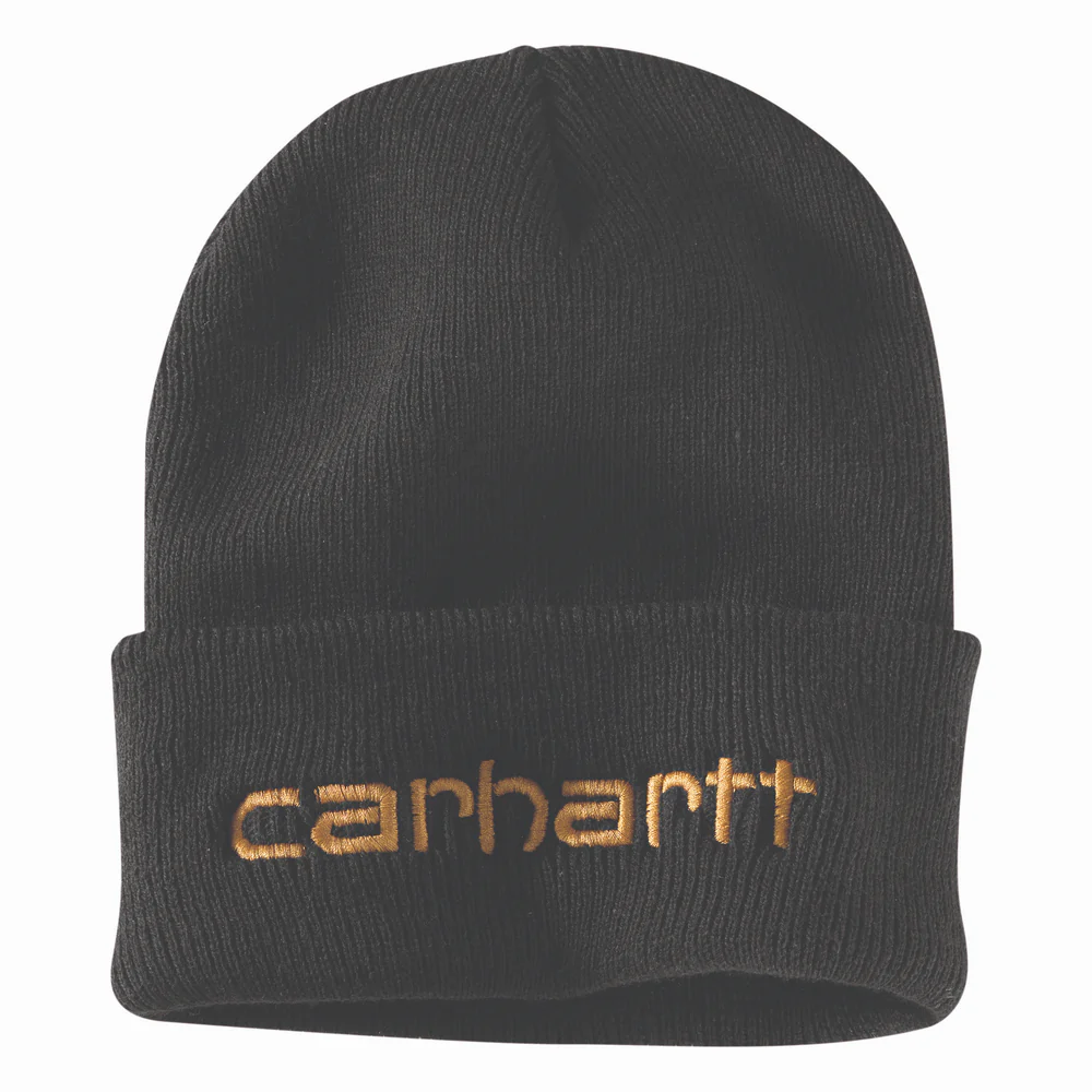 Knit Insulated Logo Graphic Cuffed Beanie - 001-Black | Carhartt 104068