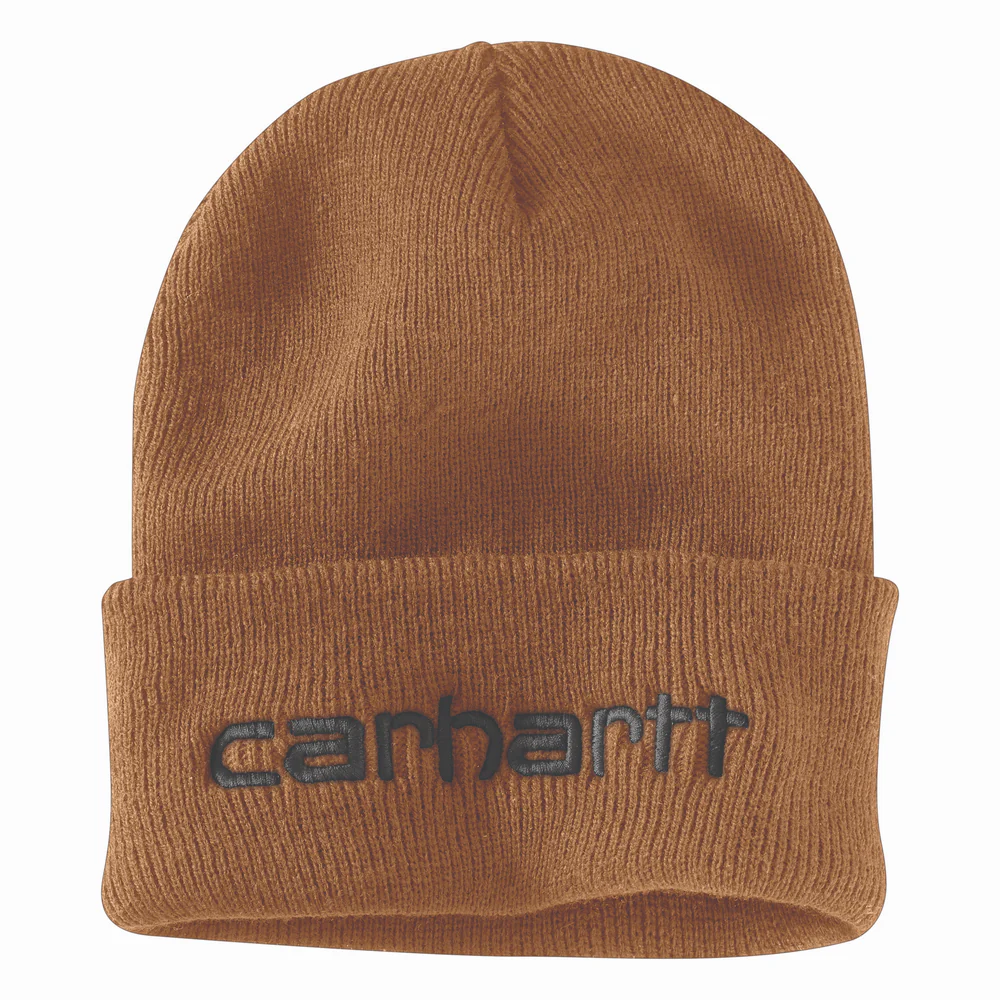 Knit Insulated Logo Graphic Cuffed Beanie - 211-Carhartt Brown | Carhartt 104068