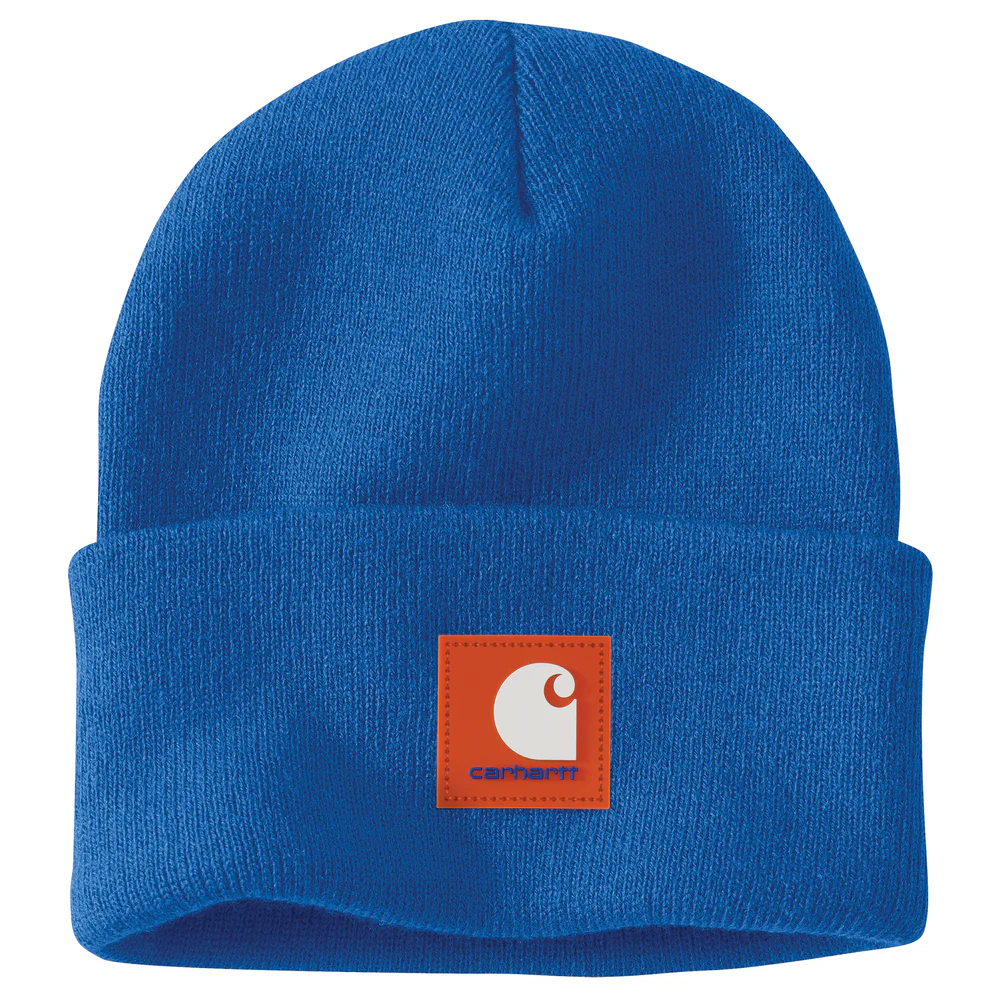 Knit Rubber Patch Beanie - HG8-Beacon Blue | Carhartt 106920