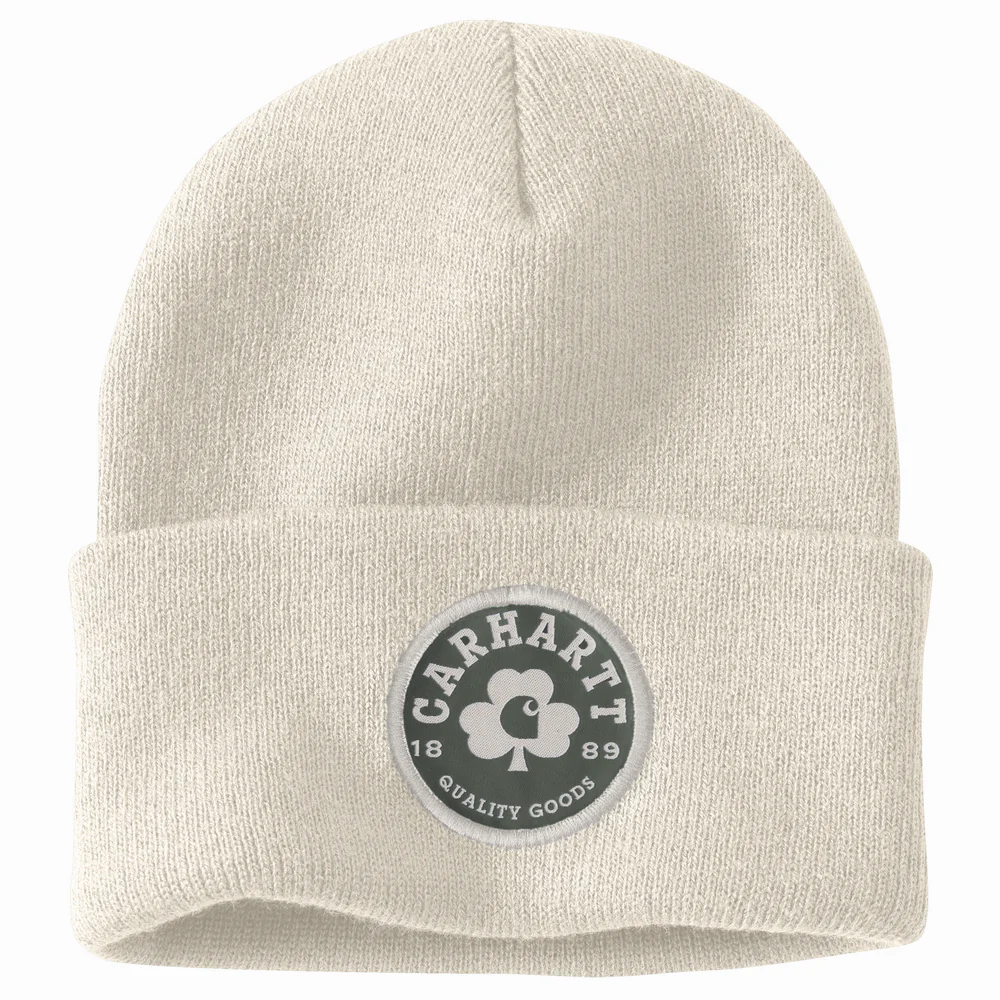Knit Shamrock Patch Beanie - WWH-Winter White | Carhartt 106736