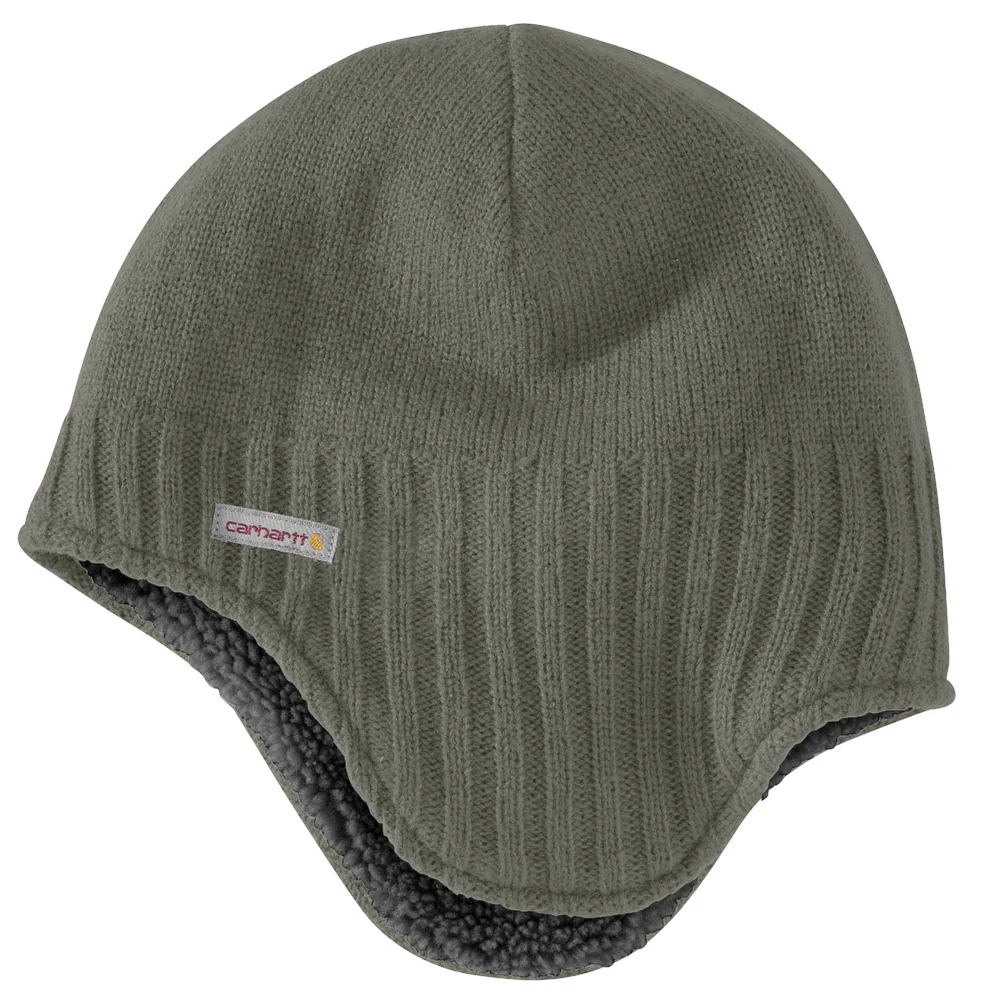 Knit Sherpa Lined Earflap Hat - DOV-Dusty Olive | Carhartt 106390