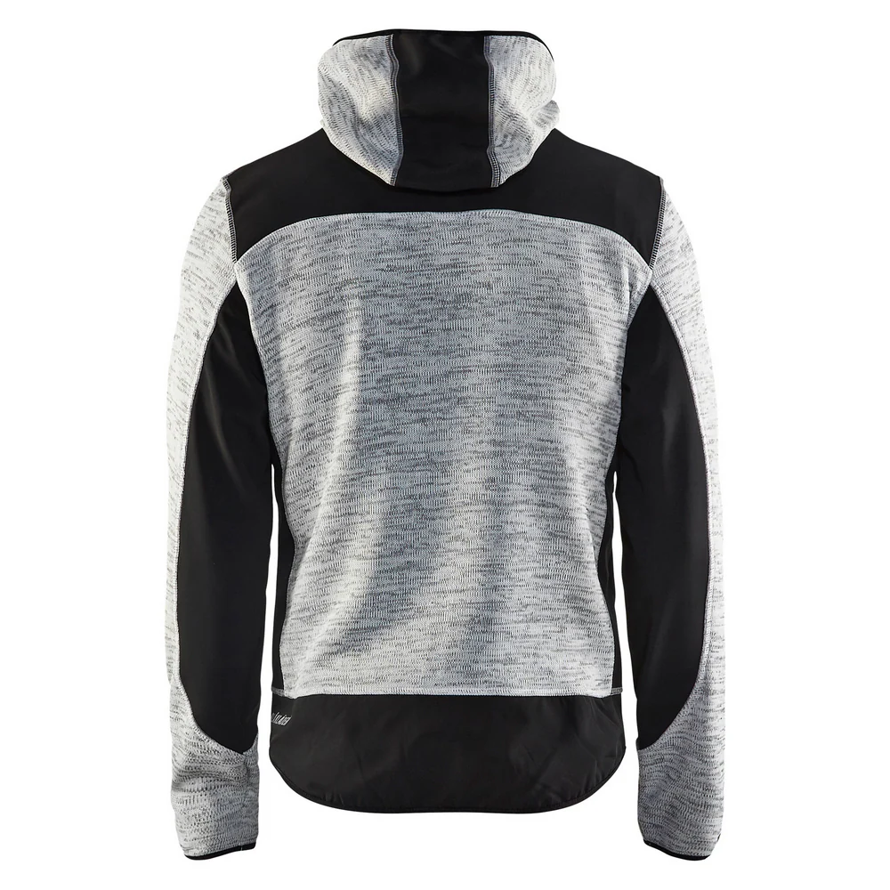KNITTED ZIP FRONT JACKET - 9099-Grey Melange/Black | Blaklader 49402117 - Image 2