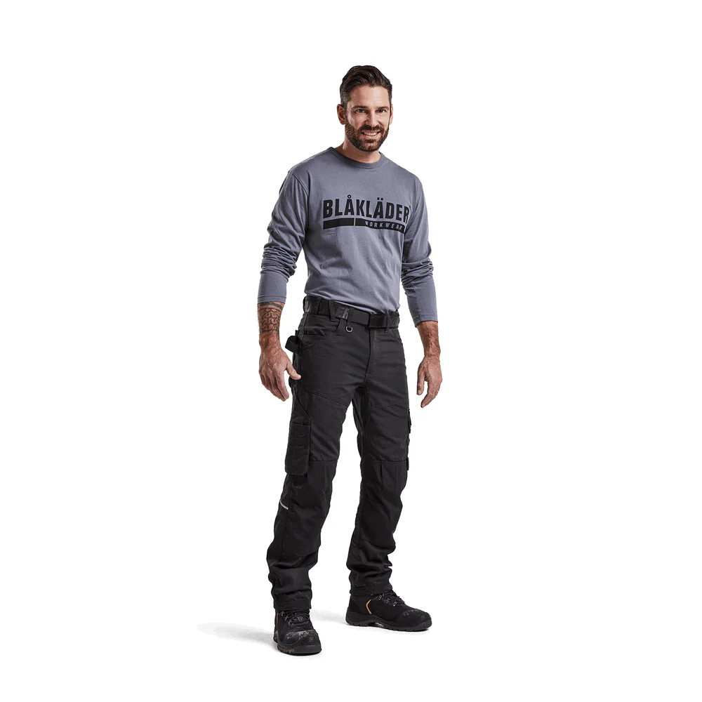 Long Sleeve Branded T-Shirt - 9400-Grey | Blaklader 35571042 - Image 5
