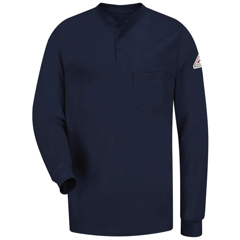 LONG SLEEVE FR LIGHTWEIGHT HENLEY - NV-Navy | Bulwark SEL2