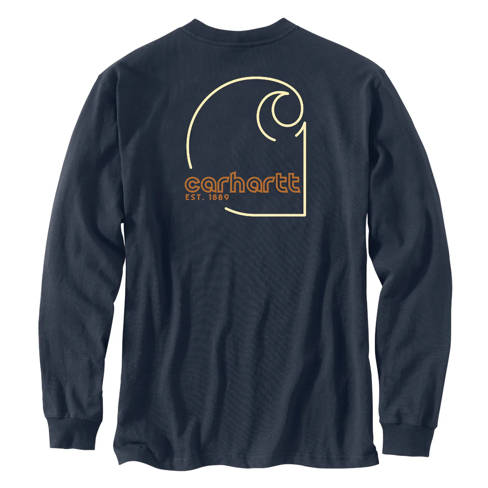 Loose Fit Heavyweight Long-Sleeve Pocket C Graphic T-Shirt - NVY-Navy | Carhartt 106496