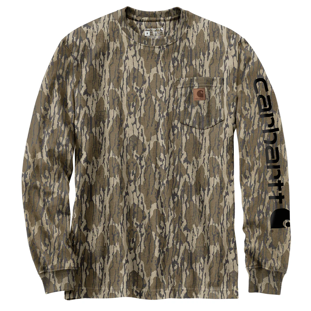 Loose Fit Heavyweight Long-Sleeve Pocket Camo Logo Graphic T-Shirt - G47-Mossy Oak Bottomland Camo | Carhartt 105483 - Image 2