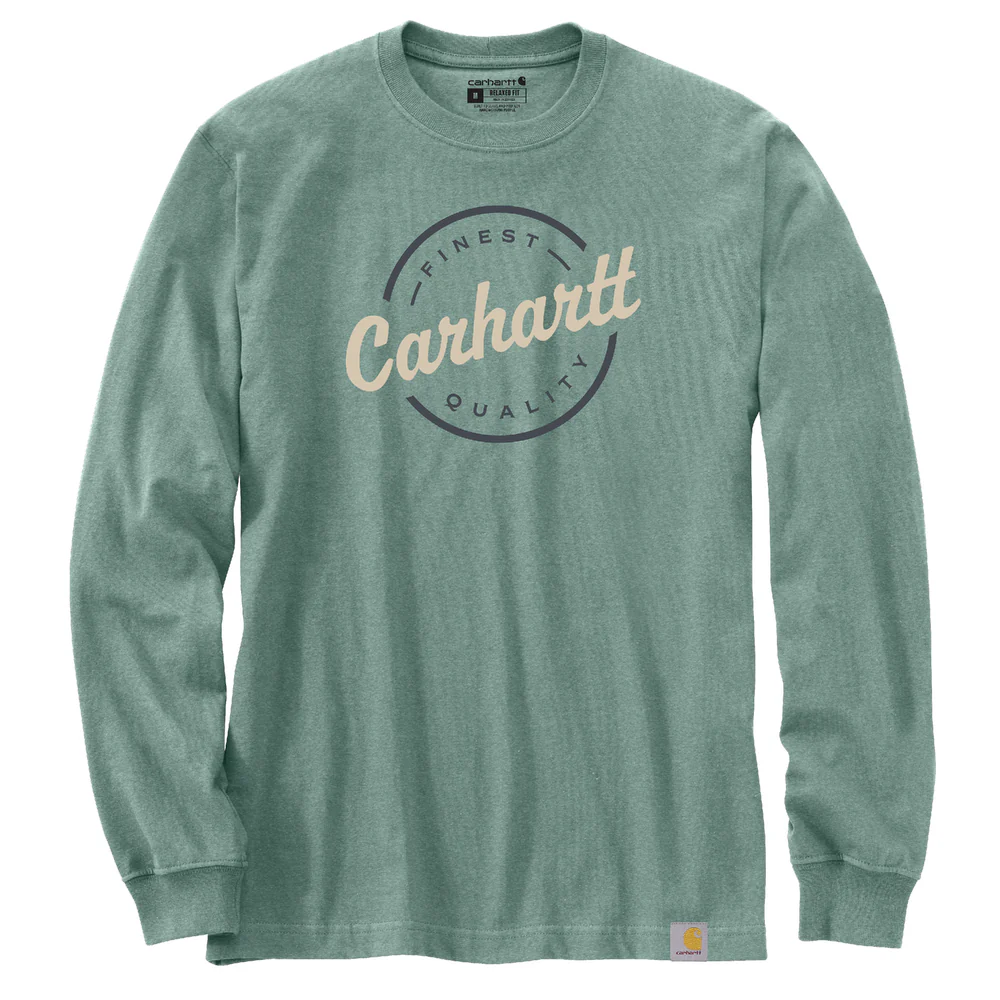 Loose Fit Heavyweight Long-Sleeve Script Graphic T-Shirt - GI1-Patina Heather | Carhartt 106359