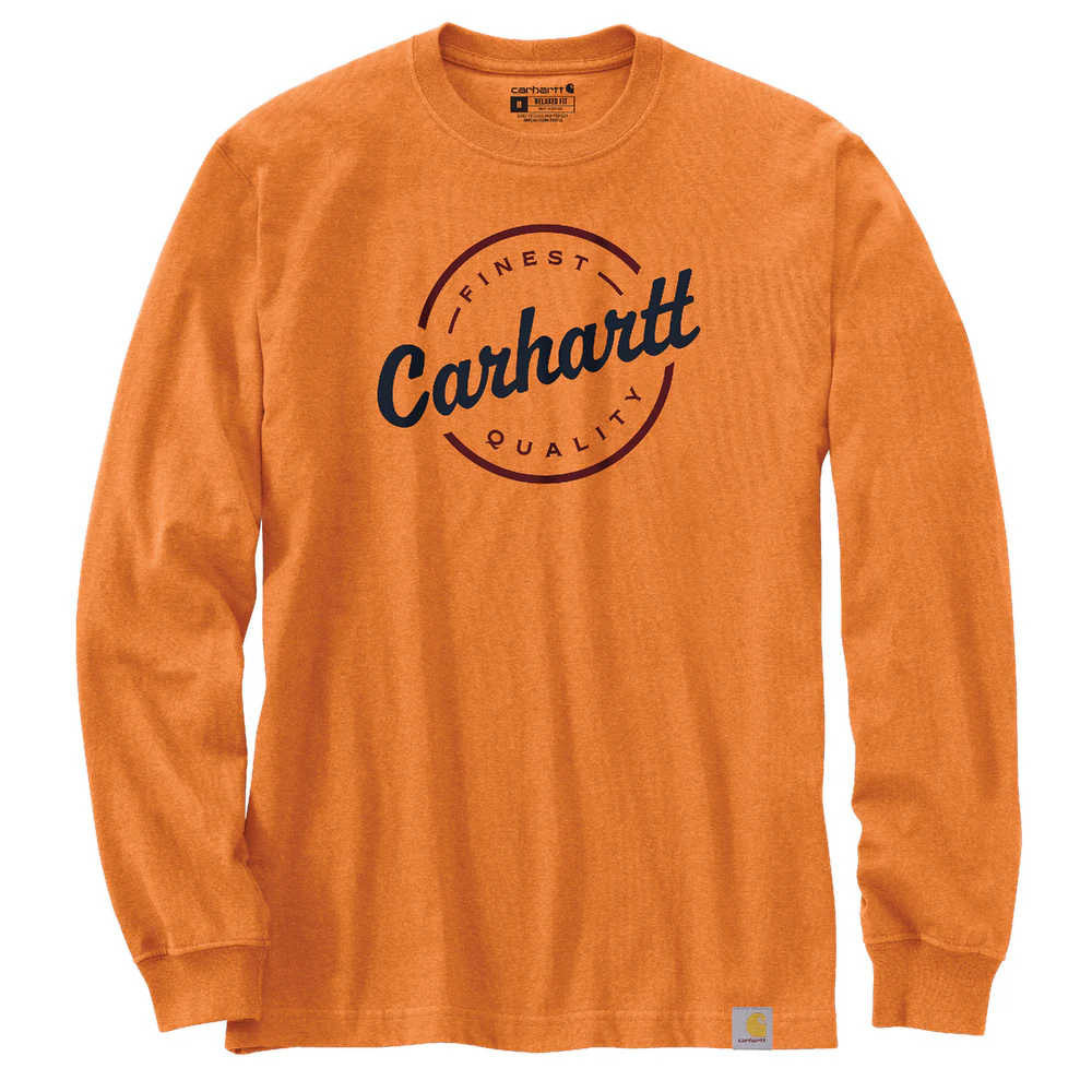 Loose Fit Heavyweight Long-Sleeve Script Graphic T-Shirt - Q90-Rust Heather | Carhartt 106359