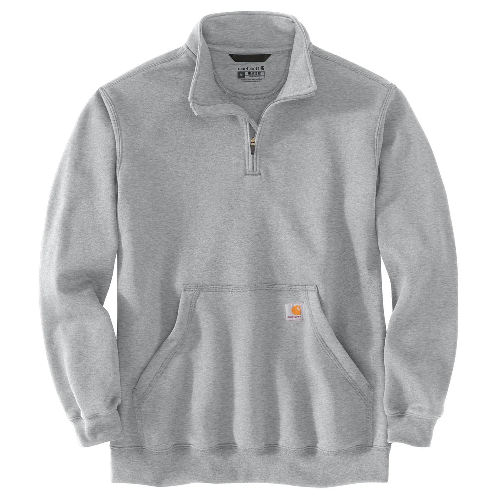 Loose Fit Midweight Quarter-Zip Mock-Neck Sweatshirt - HGY-Heather Grey | Carhartt 105294 - Image 2