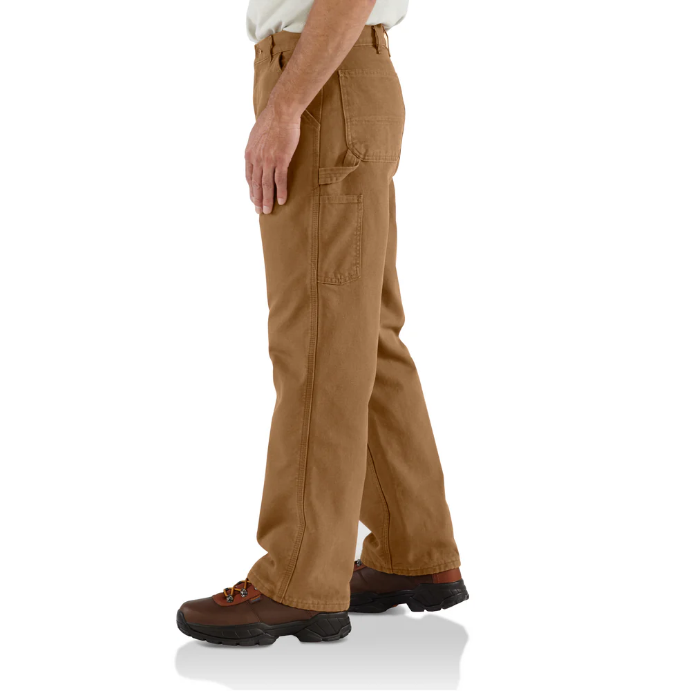 Loose Fit Washed Duck Flannel-Lined Utility Work Pant - BRN-Carhartt Brown | Carhartt B111 - Image 2