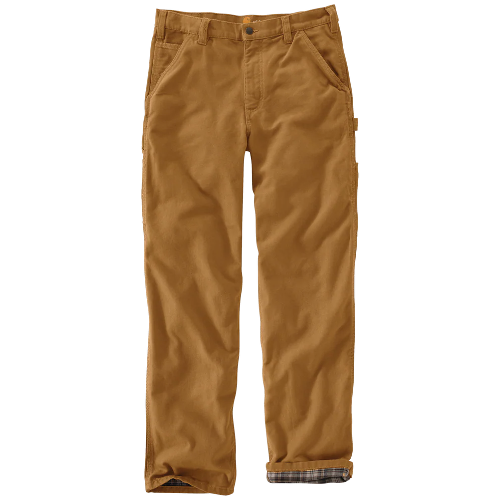 Loose Fit Washed Duck Flannel-Lined Utility Work Pant - BRN-Carhartt Brown | Carhartt B111 - Image 5