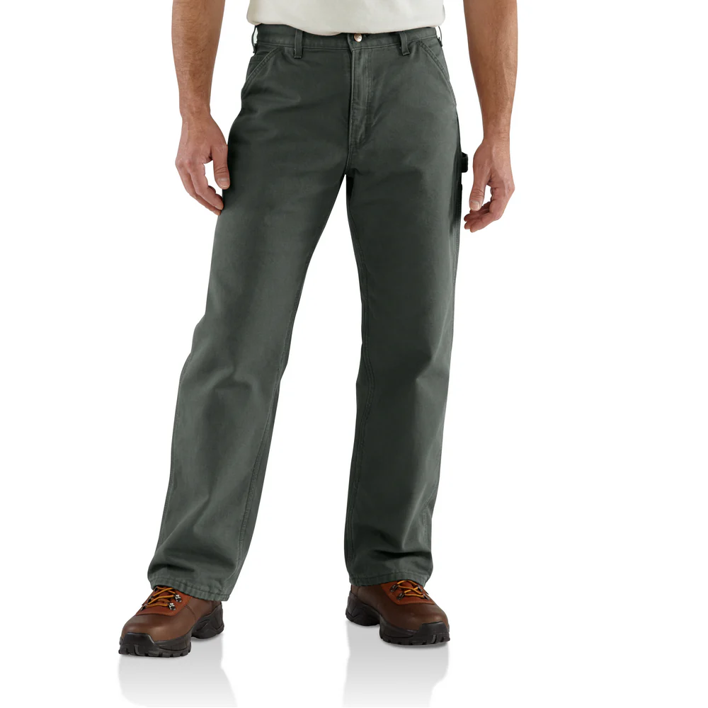 Loose Fit Washed Duck Flannel-Lined Utility Work Pant - MOS-Moss | Carhartt B111 - Image 3
