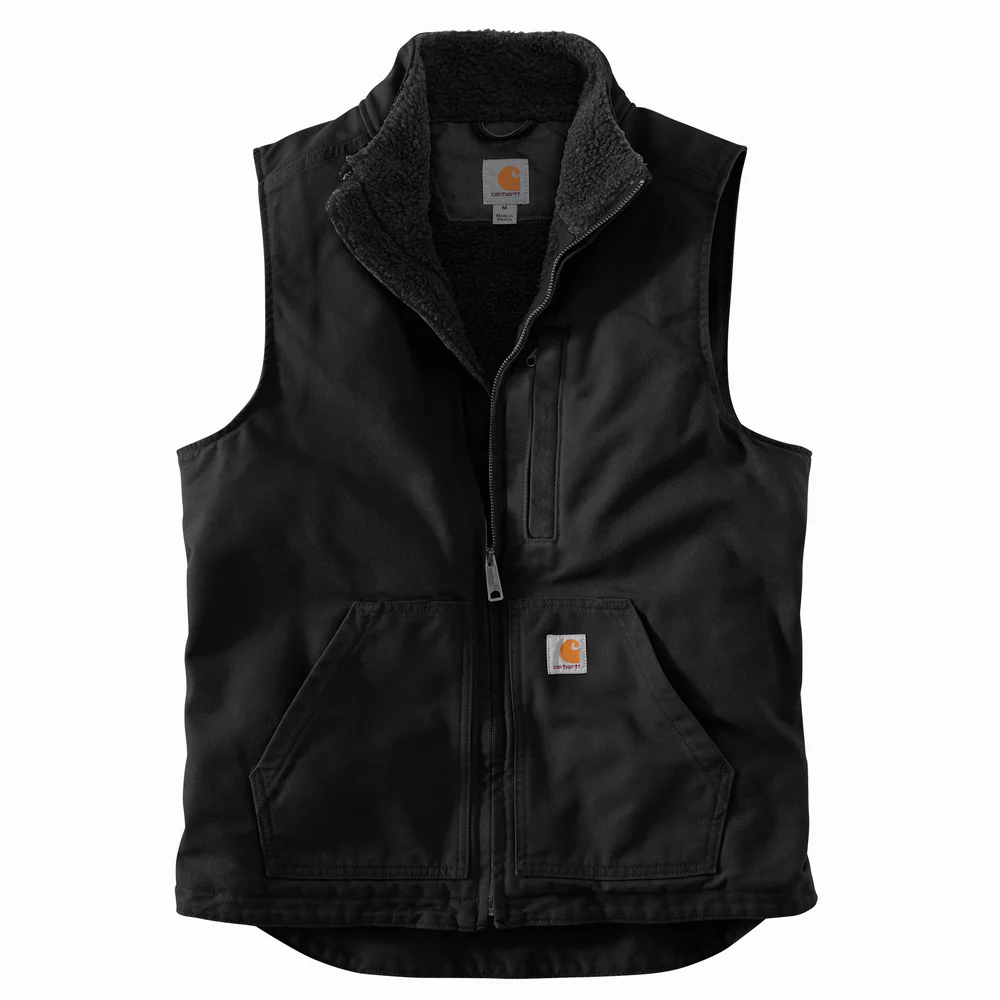 LOOSE FIT WASHED DUCK LINED MOCKNECK VEST - BLK-Black | Carhartt 104277