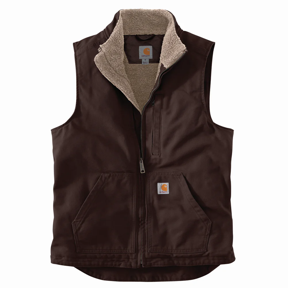 LOOSE FIT WASHED DUCK LINED MOCKNECK VEST - DKB-Dark Brown | Carhartt 104277
