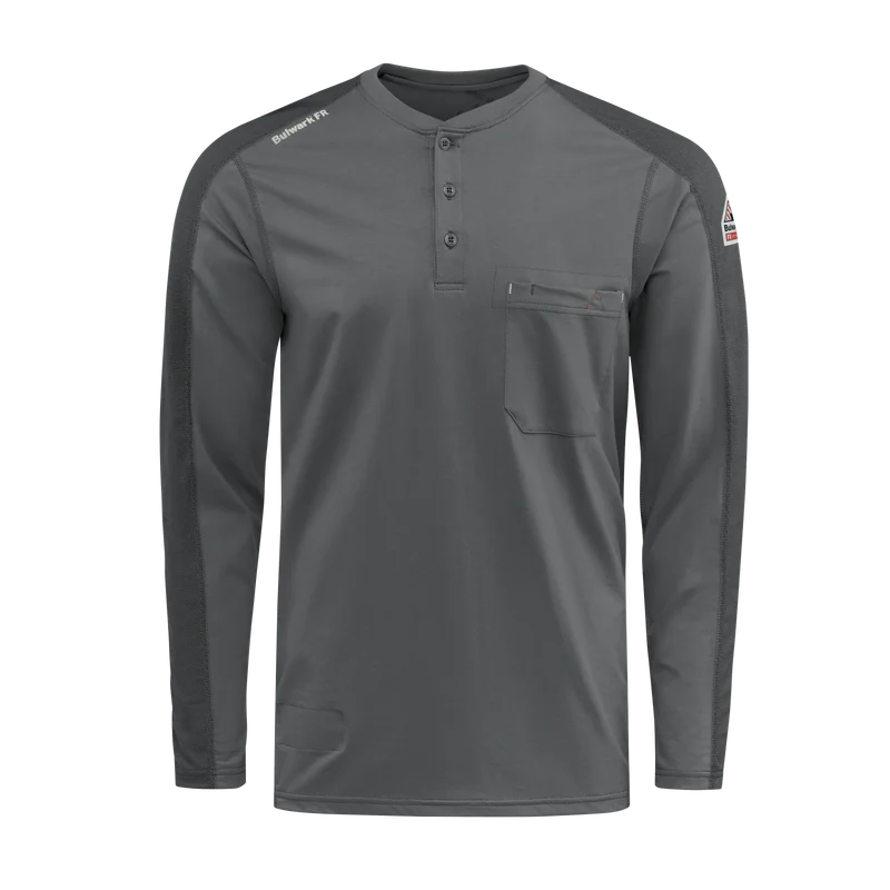 Men's Flex Knit Henley - CH-Charcoal | Bulwark STL2 - Image 2