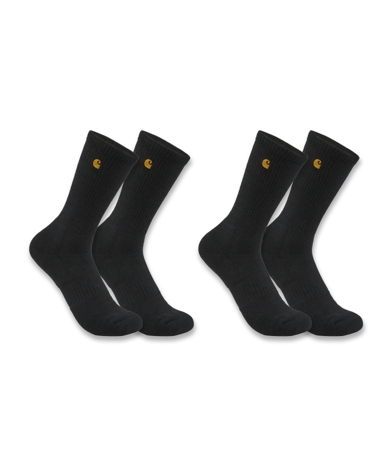 Men's Force Midweight Crew Sock 2 Pack BLK-Black | Carhartt SC2252M