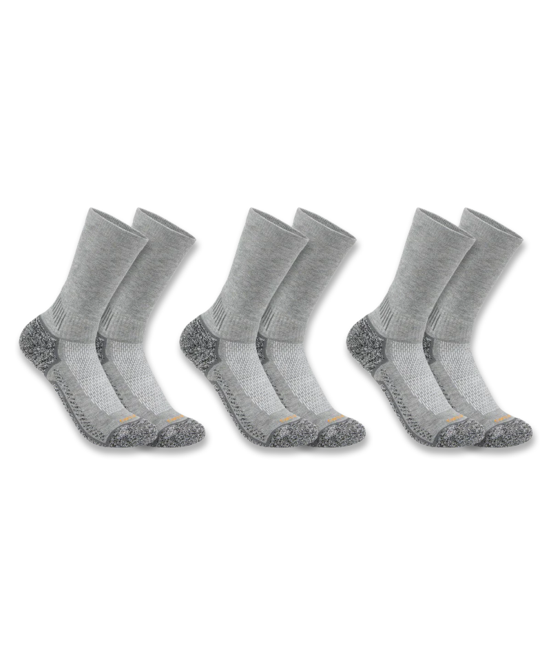 Men's Force Midweight Crew Sock 3 Pack CHR-Charcoal | Carhartt SC4223M