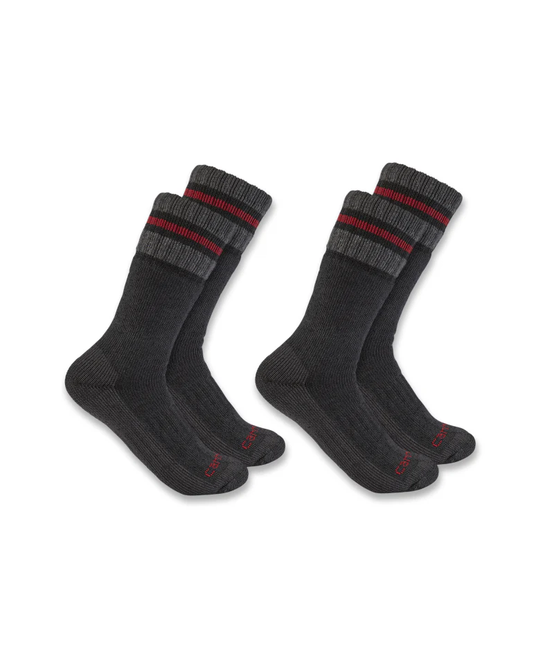 Men's Heavyweight Synthetic-Wool Blend Boot Sock 2 Pack BLK-Black | Carhartt SB7742M