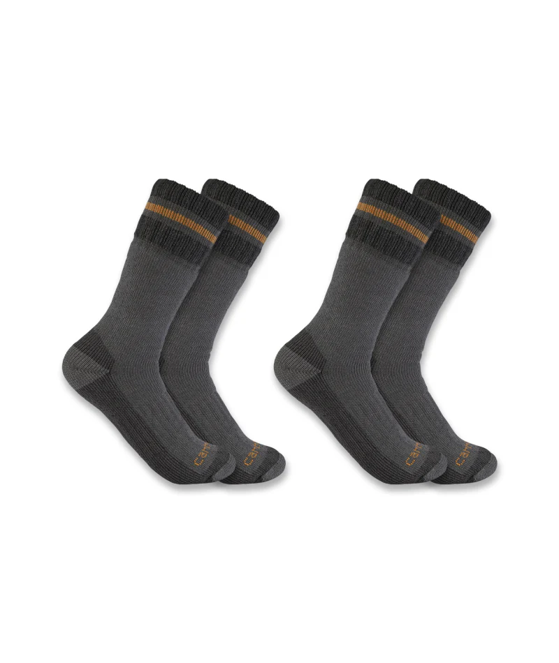 Men's Heavyweight Synthetic-Wool Blend Boot Sock 2 Pack GRY-Grey | Carhartt SB7742M