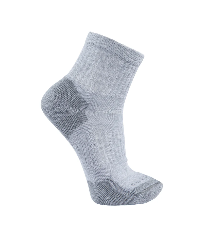 Men's Midweight Cotton Blend Quarter Sock 3 Pack GRY-Grey | Carhartt SQ6103M