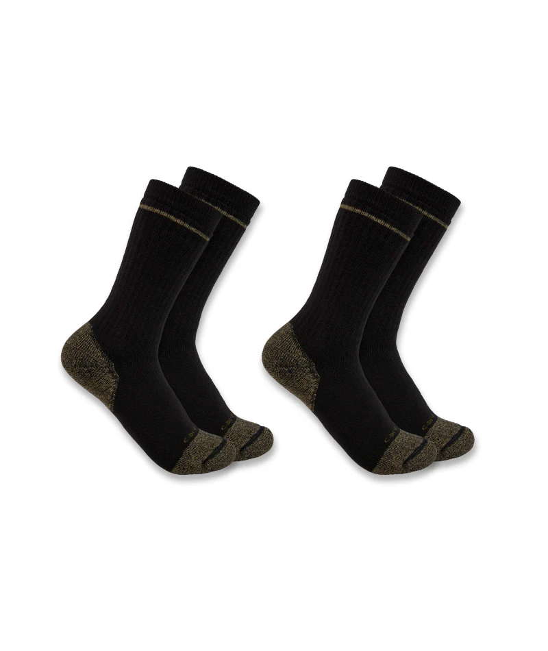 Men's Midweight Cotton Blend Steel Toe Boot Sock 2 Pack BLK-Black | Carhartt SB5552M