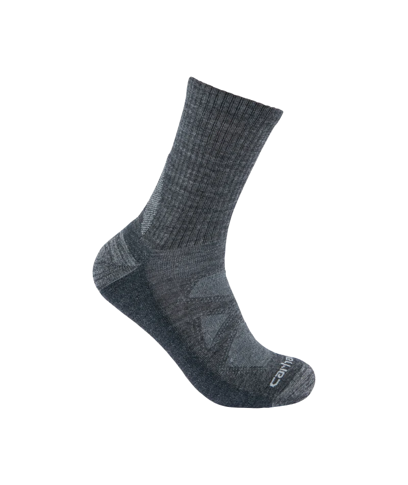 Men's Midweight Merino Wool Blend Short Crew Sock CRH-Carbon Heather | Carhartt SS9730M