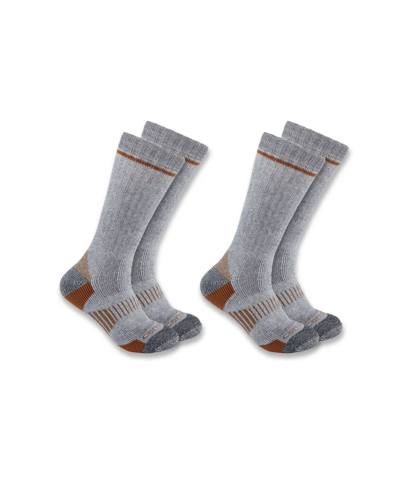 Men's Midweight Synthetic-Wool Blend Boot Sock 2 Pack GRY-Grey | Carhartt SB2072M