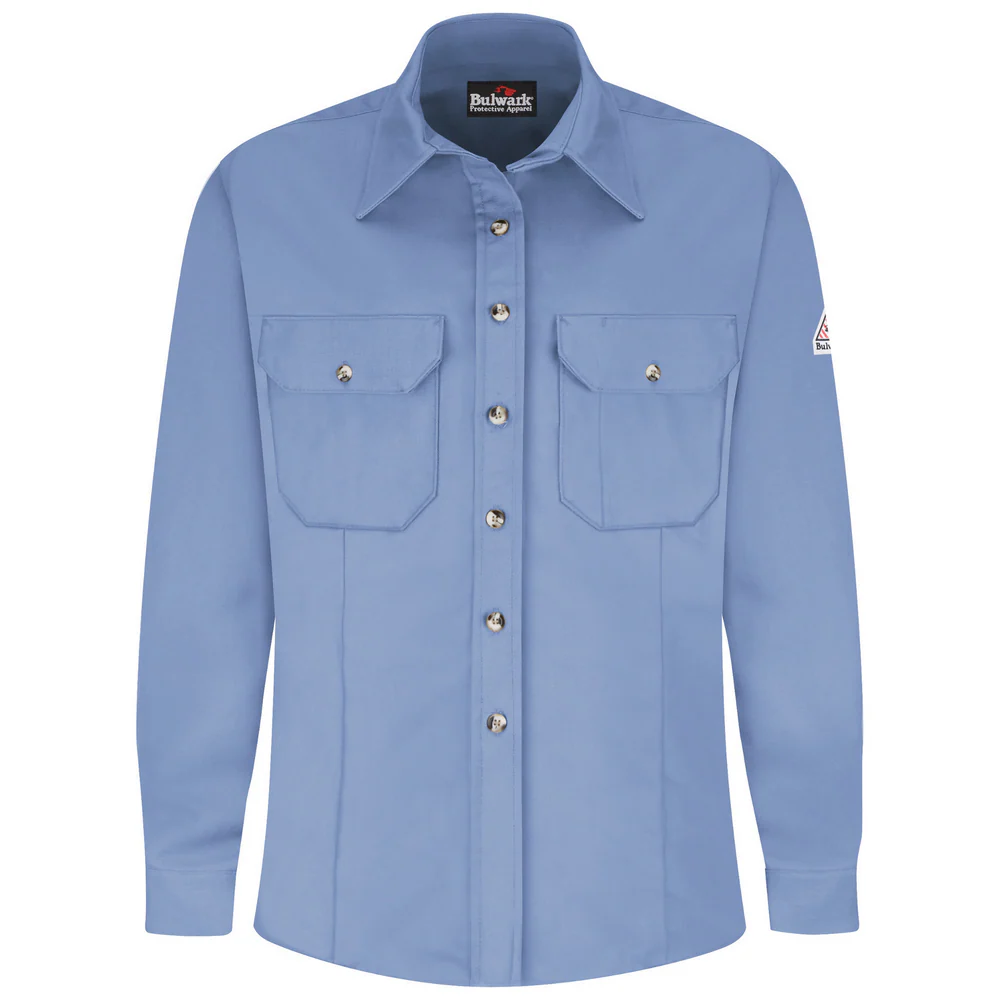 MIDWEIGHT FR LONG SLEEVE UNIFORM DRESS SHIRT - LB-Light Blue | Bulwark SLU3