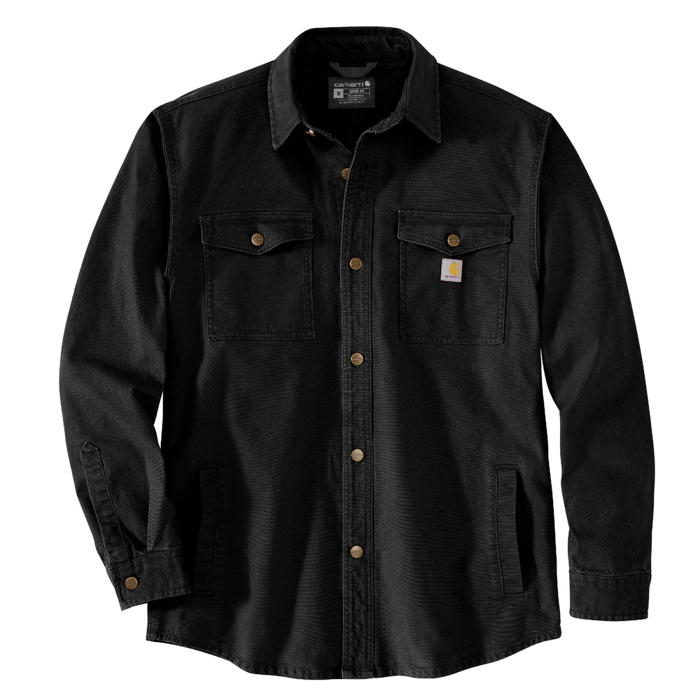Montana Rugged Flex Loose Fit Heavyweight Duck Shirt Jac - N04-Black | Carhartt 106384