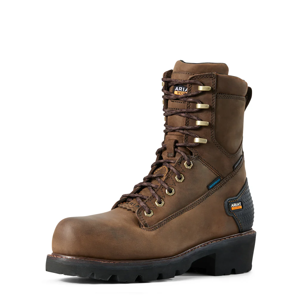 POWERLINE 8-INCH COMPOSITE TOE WATERPROOF BOOT - 200-Brown | Ariat 10018566