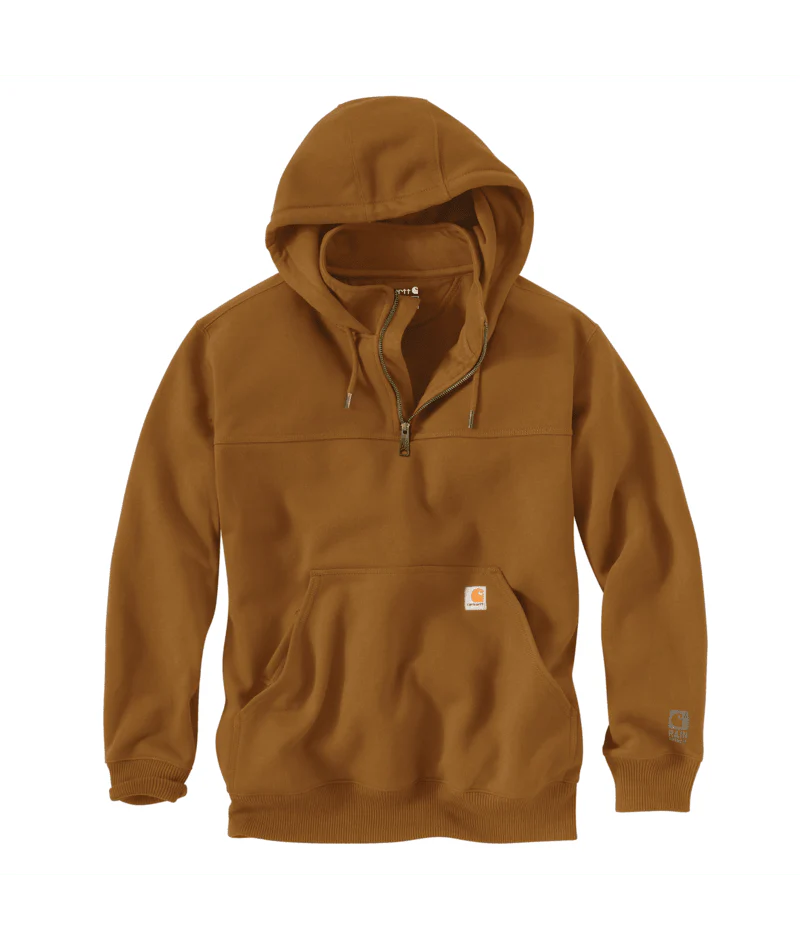 RAIN DEFENDER PAXTON HEAVYWEIGHT HOODED ZIP MOCK SWEATSHIRT - BRN-Carhartt Brown | Carhartt 100617