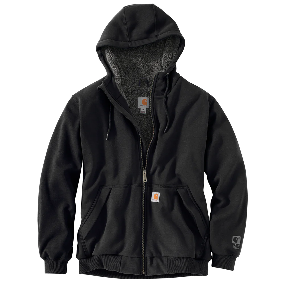 RAIN DEFENDER ROCKLAND SHERPA LINED HOODED SWEATSHIRT - 001-Black | Carhartt 103308