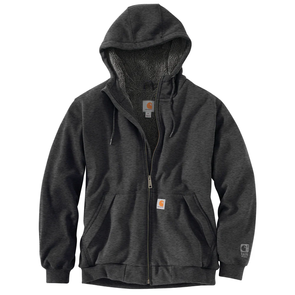 RAIN DEFENDER ROCKLAND SHERPA LINED HOODED SWEATSHIRT - 026-Carbon Heather | Carhartt 103308