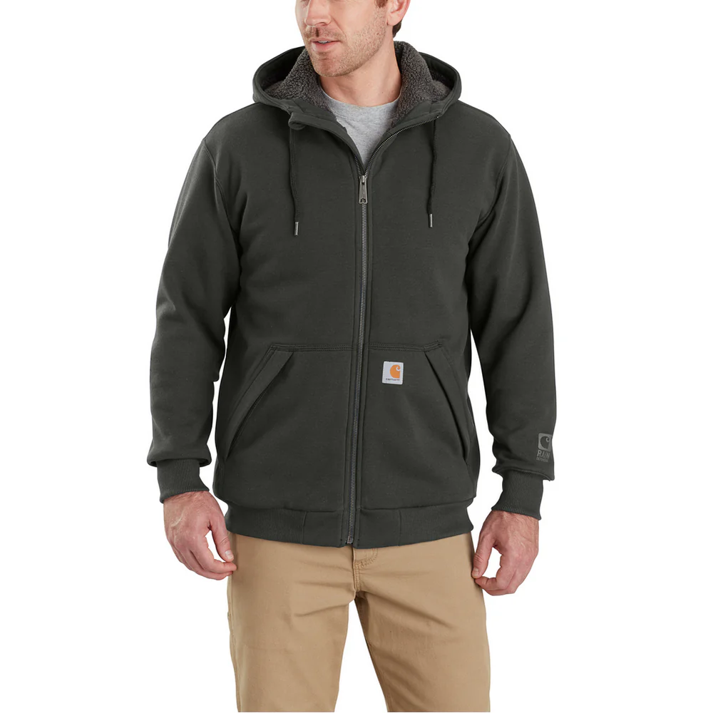 RAIN DEFENDER ROCKLAND SHERPA LINED HOODED SWEATSHIRT - 306-Peat | Carhartt 103308 - Image 2