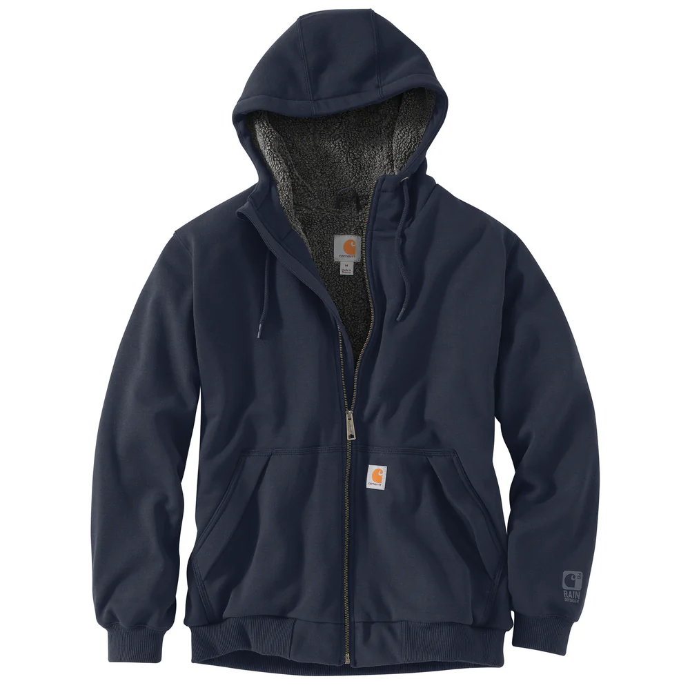 RAIN DEFENDER ROCKLAND SHERPA LINED HOODED SWEATSHIRT - 472-New Navy | Carhartt 103308