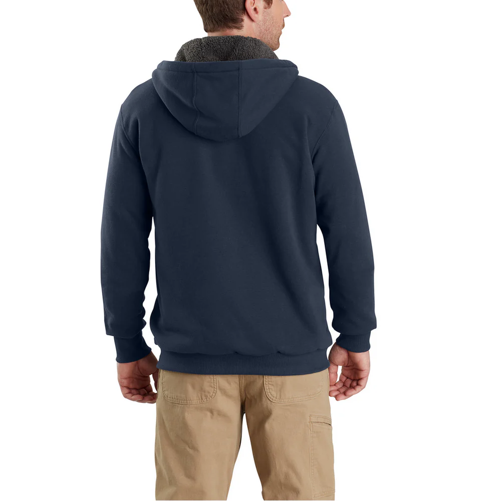 RAIN DEFENDER ROCKLAND SHERPA LINED HOODED SWEATSHIRT - 472-New Navy | Carhartt 103308 - Image 3