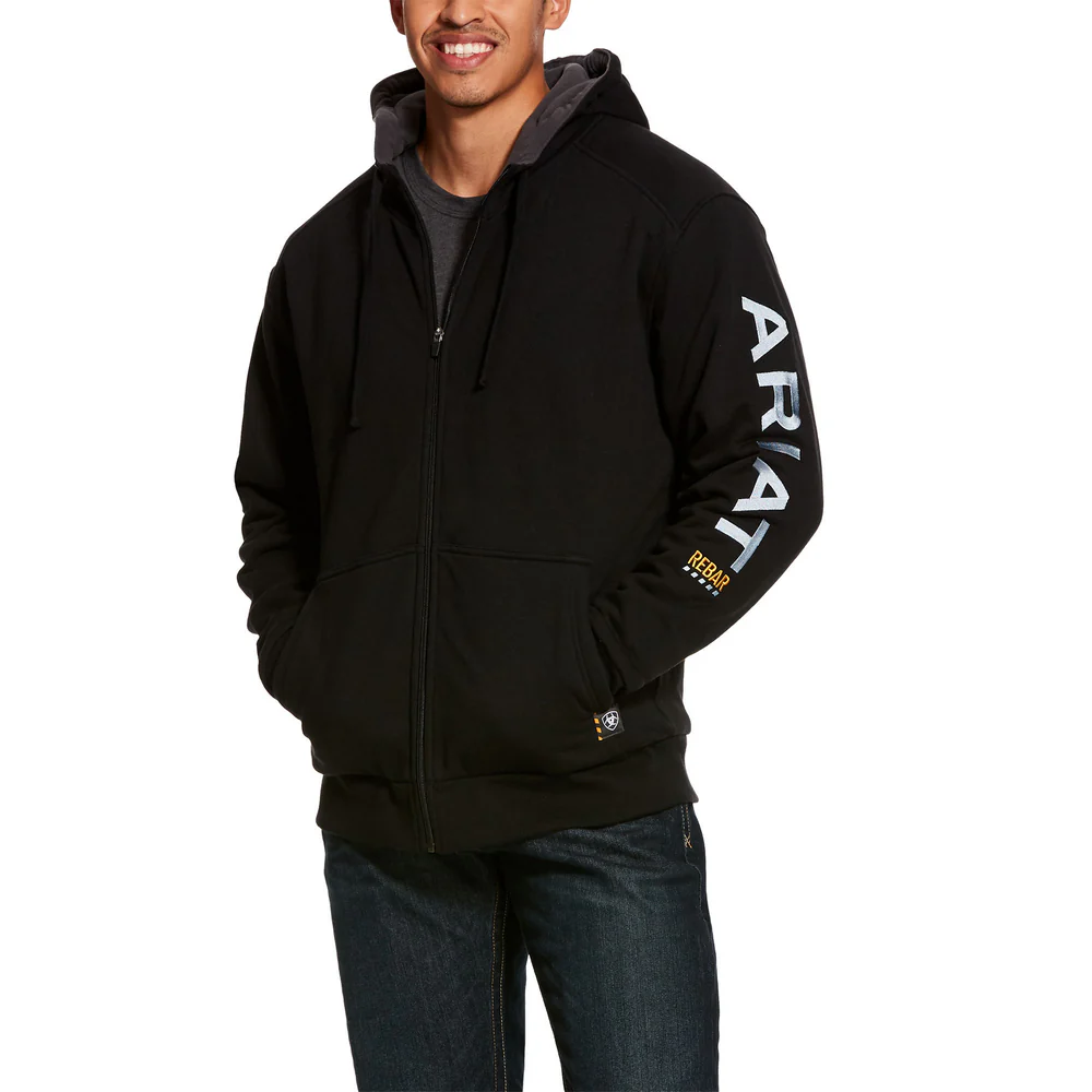 REBAR ALL-WEATHER FULL ZIP HOODIE - 001-Black | Ariat 10027833