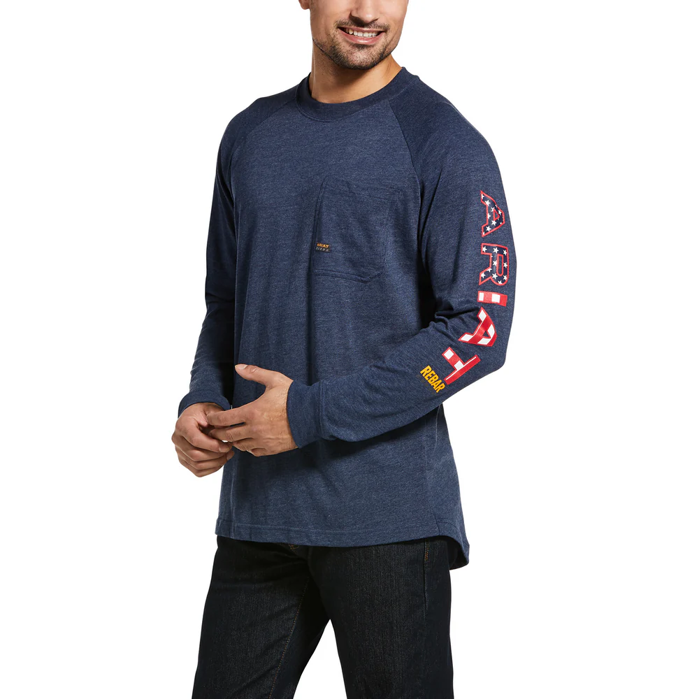 REBAR COTTON STRONG GRAPHIC LONG-SLEEVE T-SHIRT - 400-Blue | Ariat 10032968
