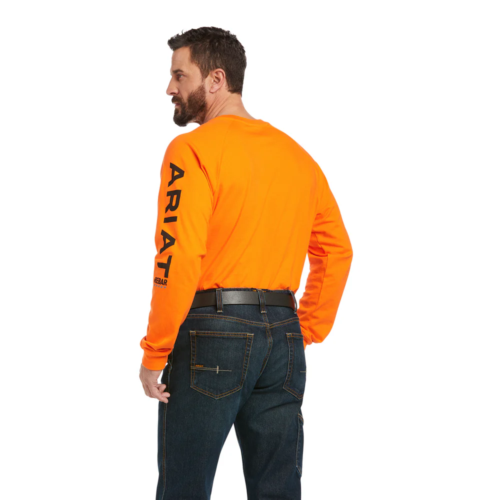 REBAR COTTON-STRONG GRAPHIC LONG-SLEEVE TEE - 800-Orange | Ariat 10037643 - Image 2