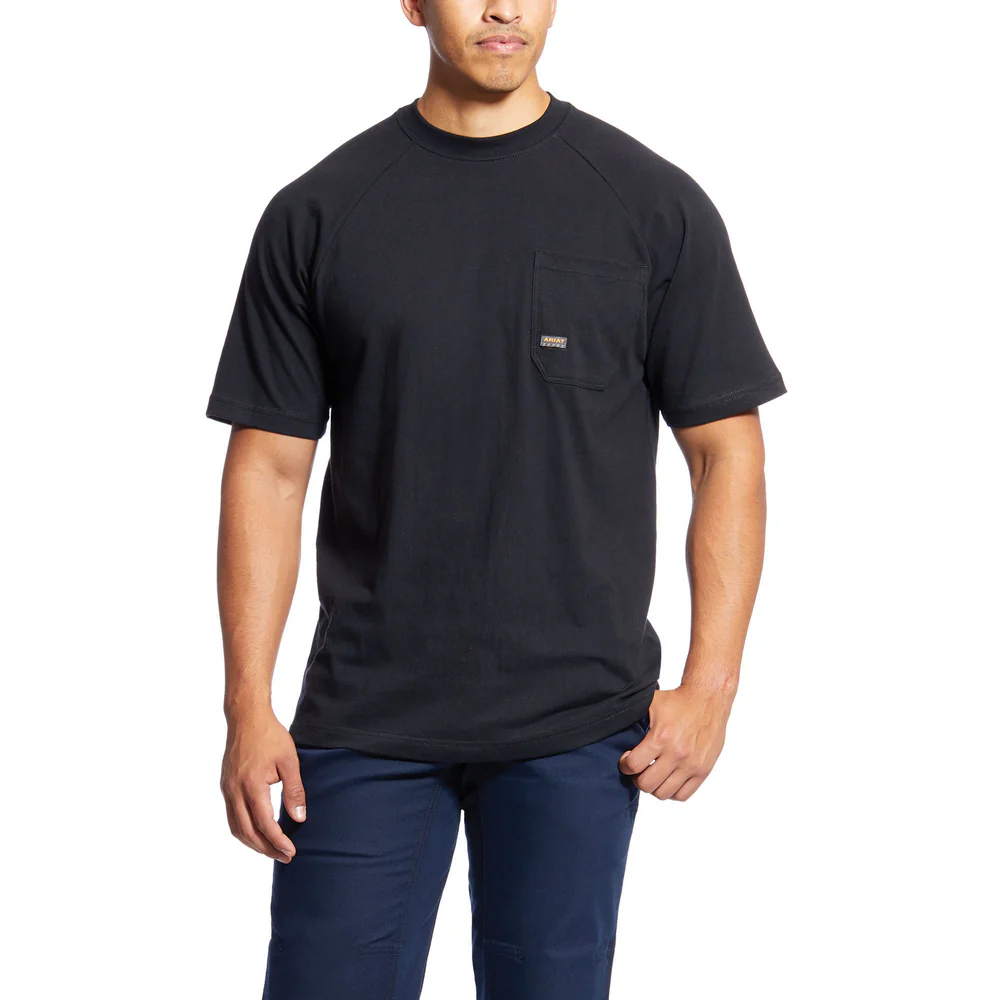 REBAR COTTON STRONG PRE-WASHED SHORT SLEEVE T-SHIRT - 001-Black | Ariat 10025372