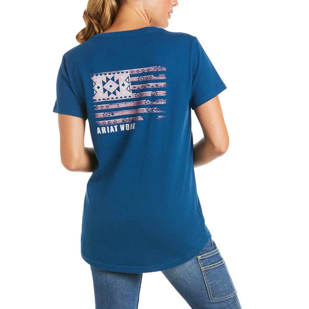 REBAR COTTON STRONG RETRO FLAG SHORT-SLEEVE T-SHIRT - 400-Blue | Ariat 10035405