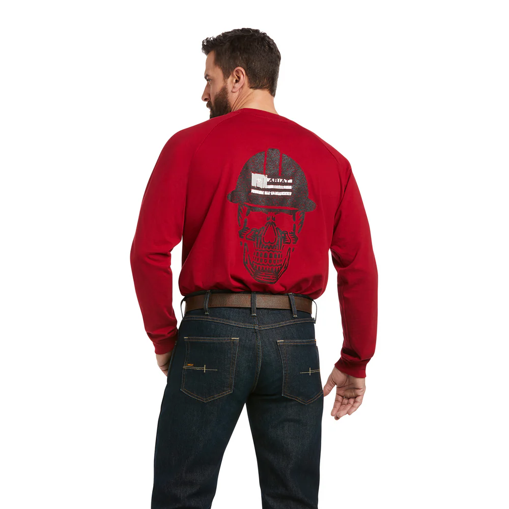 REBAR COTTON-STRONG ROUGHNECK GRAPHIC LONG-SLEEVE TEE - 600-Red | Ariat 10037655