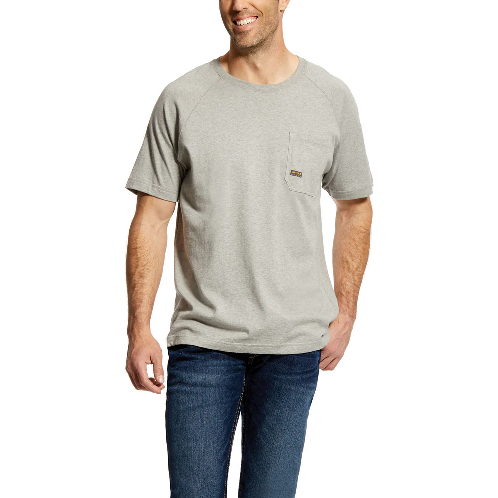 REBAR COTTON STRONG SHORT SLEEVE PRE-WASHED T-SHIRT - 020-Gray | Ariat 10025373
