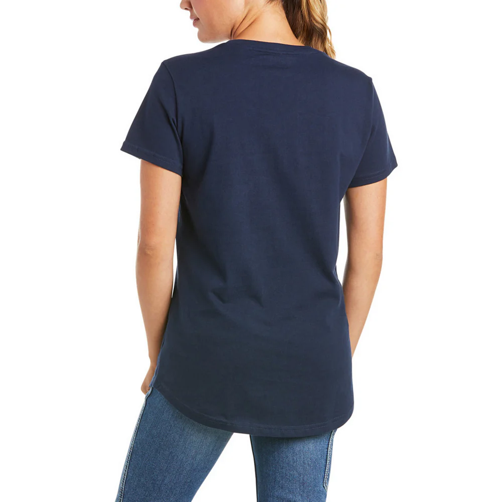 REBAR COTTON STRONG V-NECK SHORT-SLEEVE SHIRT - 400-Blue | Ariat 10035382 - Image 2