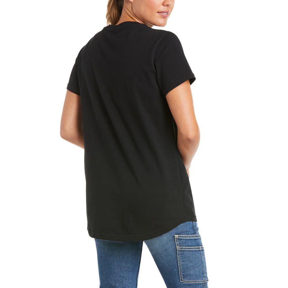 REBAR COTTON STRONG V-NECK SHORT-SLEEVE TEE - 001-Black | Ariat 10035381 - Image 2