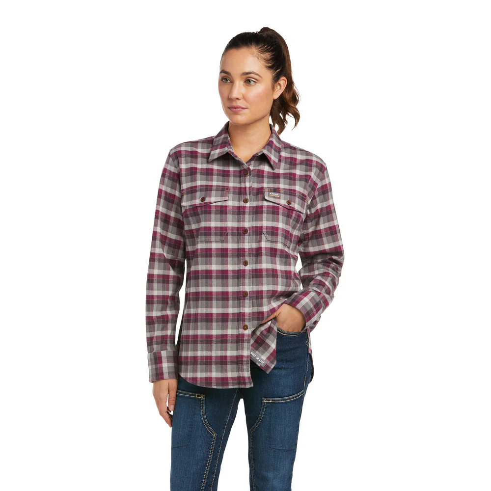 REBAR DURASTRETCH LONG-SLEEVE FLANNEL WORK SHIRT - 500-Purple | Ariat 10037475