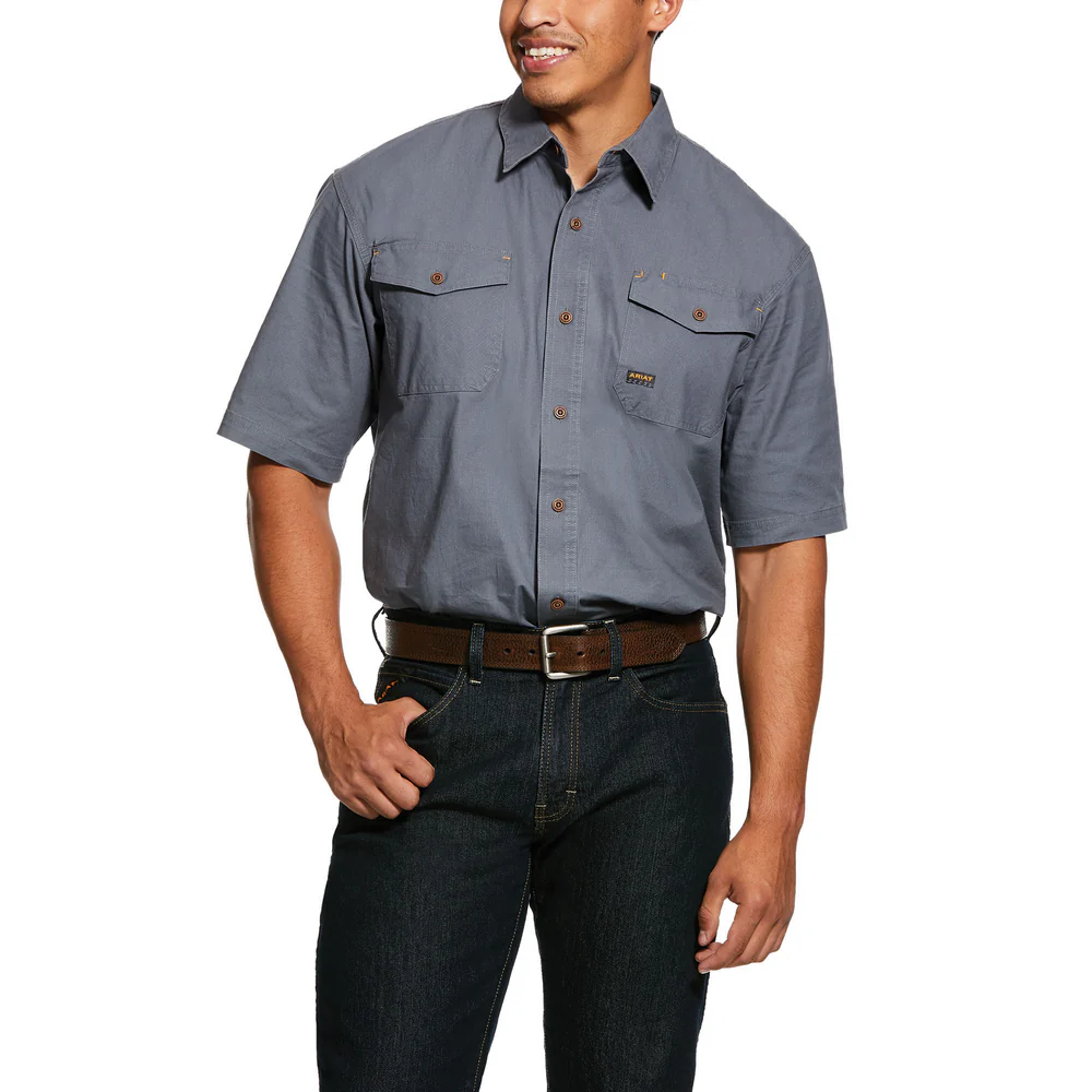 REBAR DURASTRETCH MADE TOUGH SHORT SLEEVE WORK SHIRT - 020-Gray | Ariat 10025392