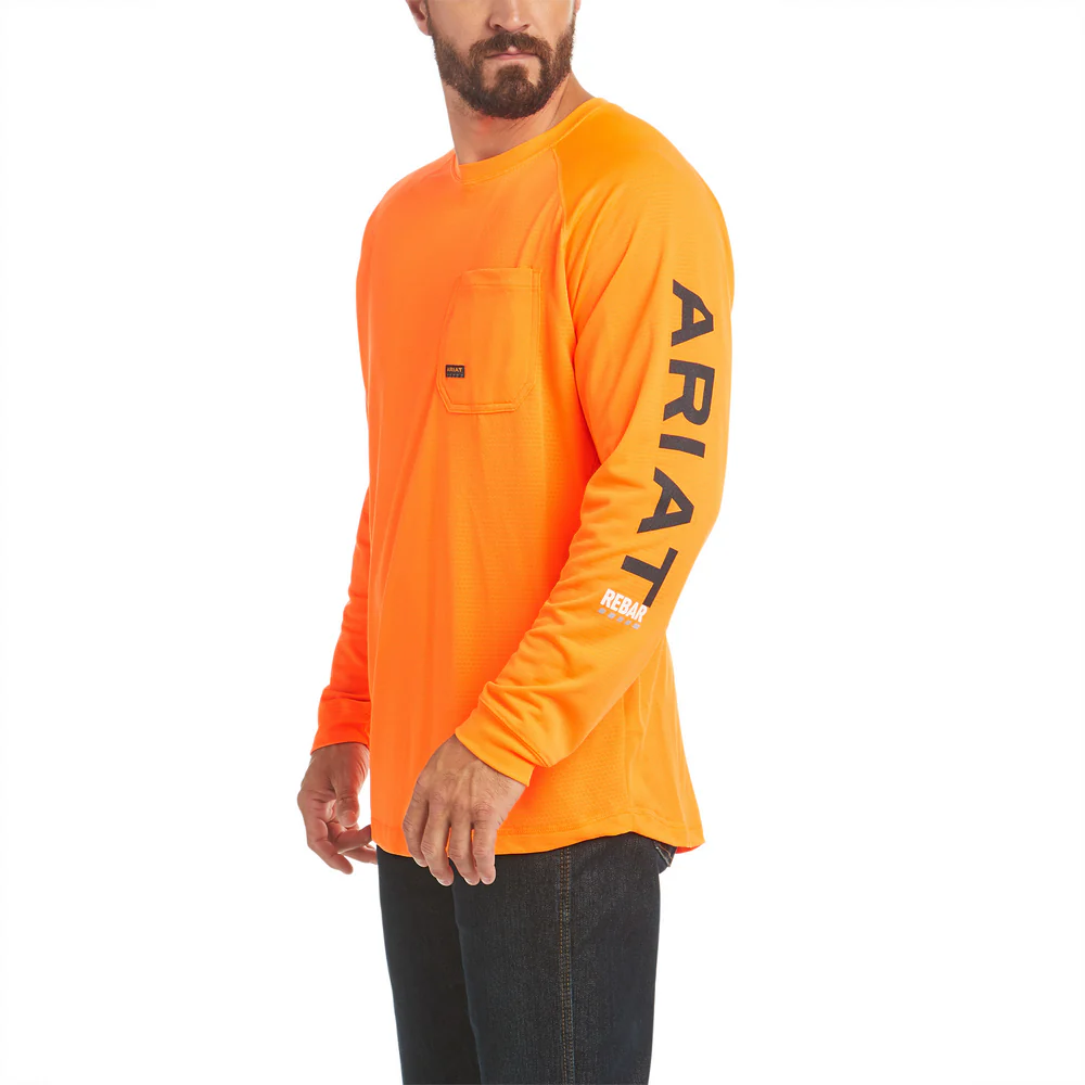 REBAR HEAT FIGHTER LONG-SLEEVE POLYESTER TEE - 800-Orange | Ariat 10031034