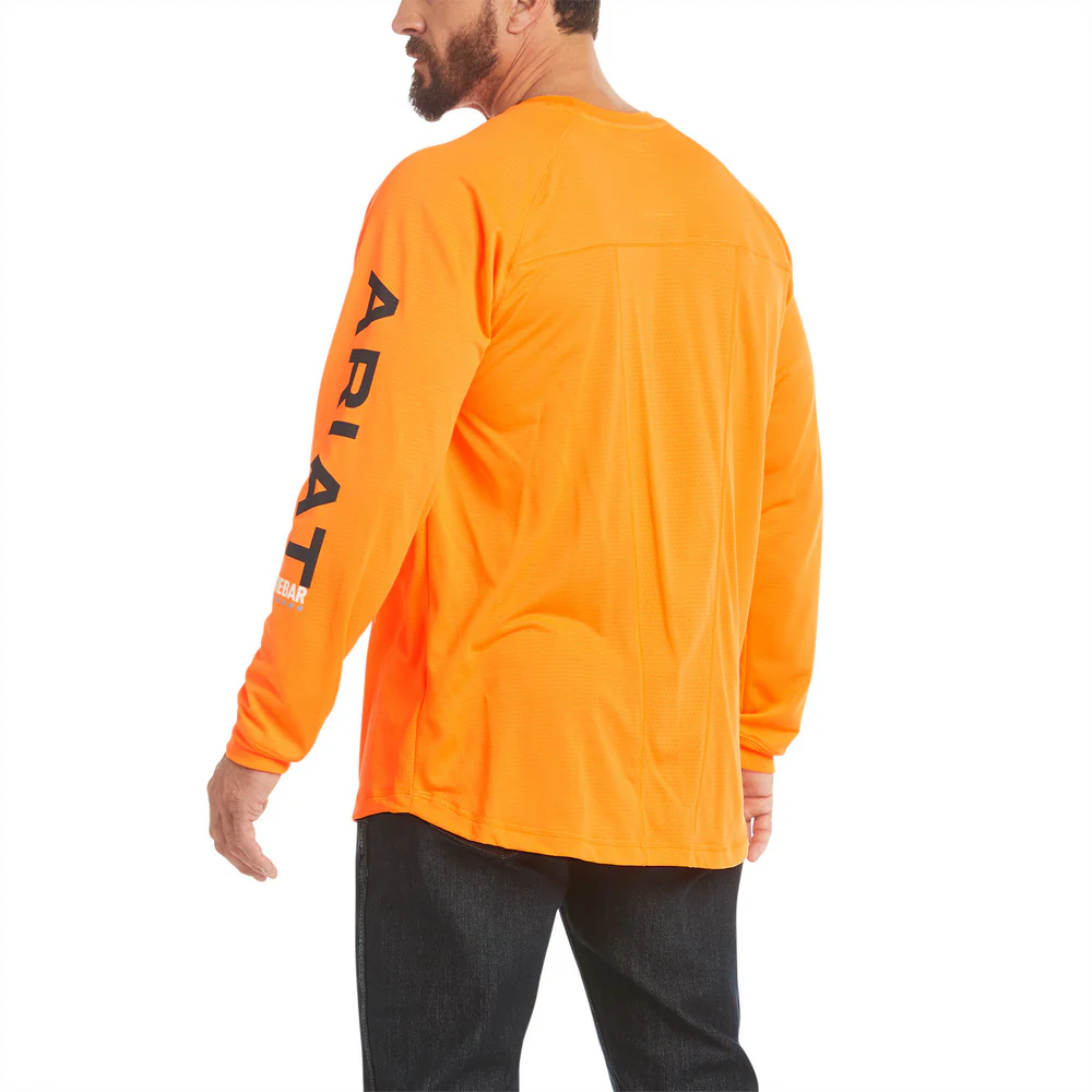 REBAR HEAT FIGHTER LONG-SLEEVE POLYESTER TEE - 800-Orange | Ariat 10031034 - Image 2